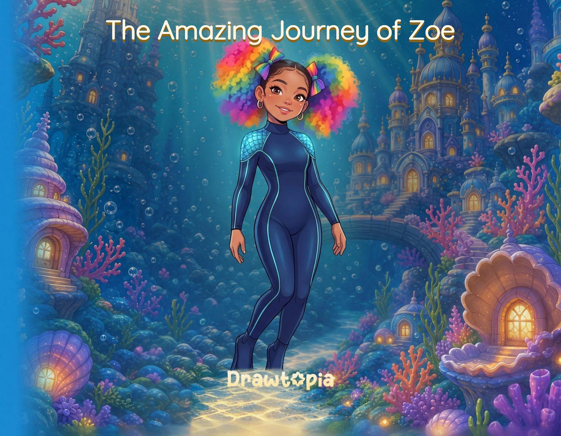 The story illustrated in Anime style, the cover of a real Drawtopia book