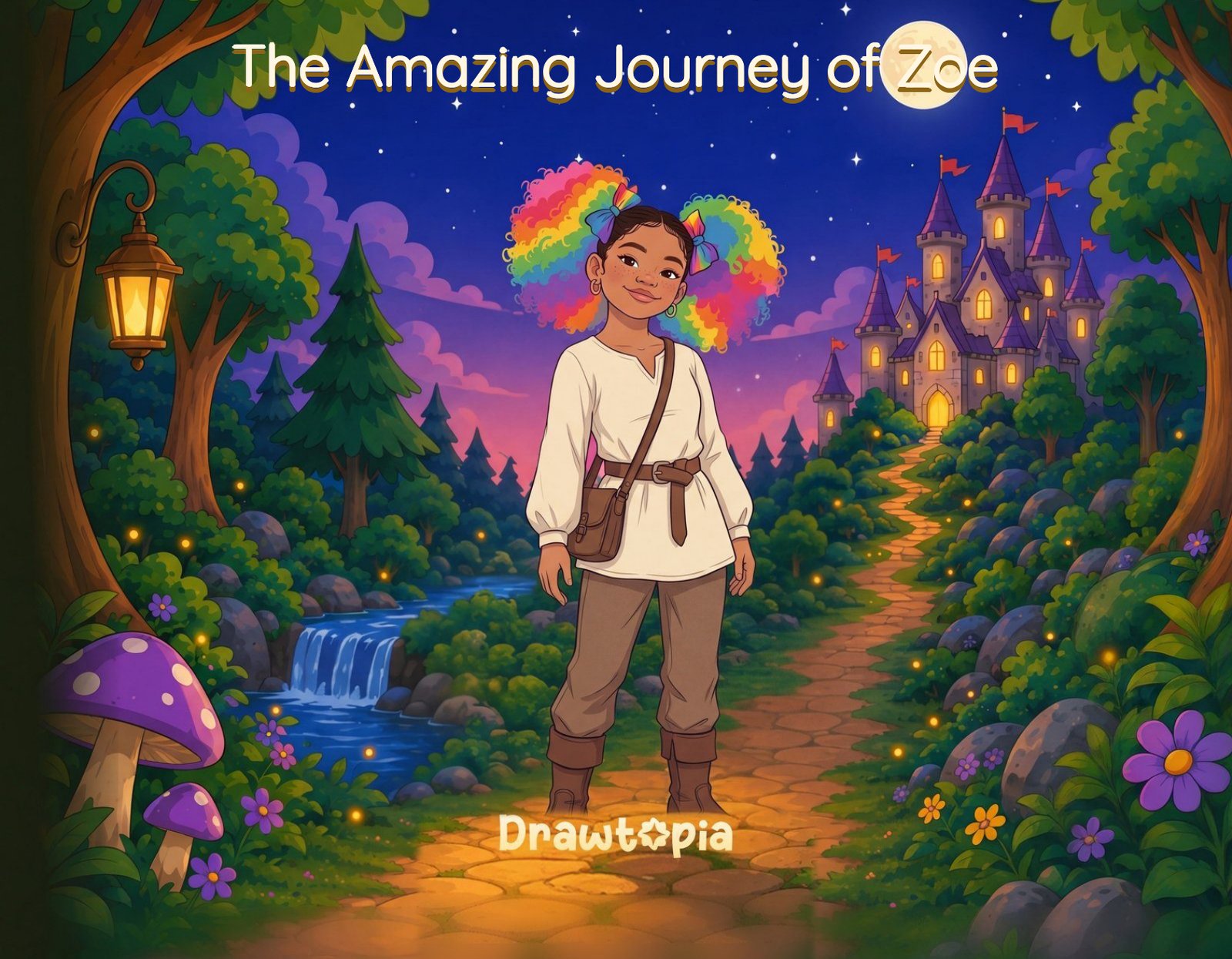 The story illustrated in Cartoon style, the cover of a real Drawtopia book